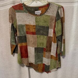 Alfred Dunner Colorful Patchwork Women's Blouse F98